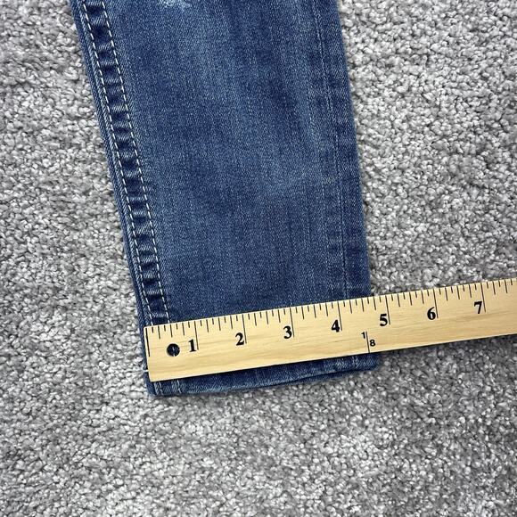 Miss Me Jeans Girls 8 Skinny Blue Denim Distressed Rips Floral Kids Stretch - Picture 11 of 13